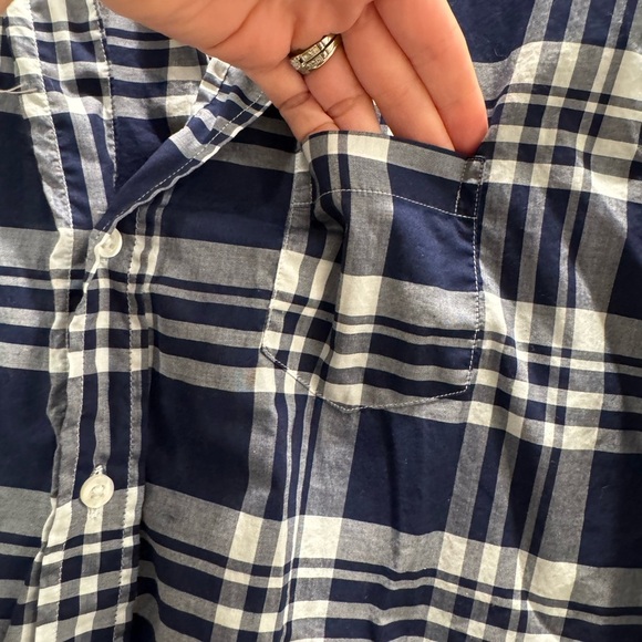 Frank & Eileen Navy and White Plaid Button Down 100% Cotton Women’s Blouse Top - Picture 6 of 7